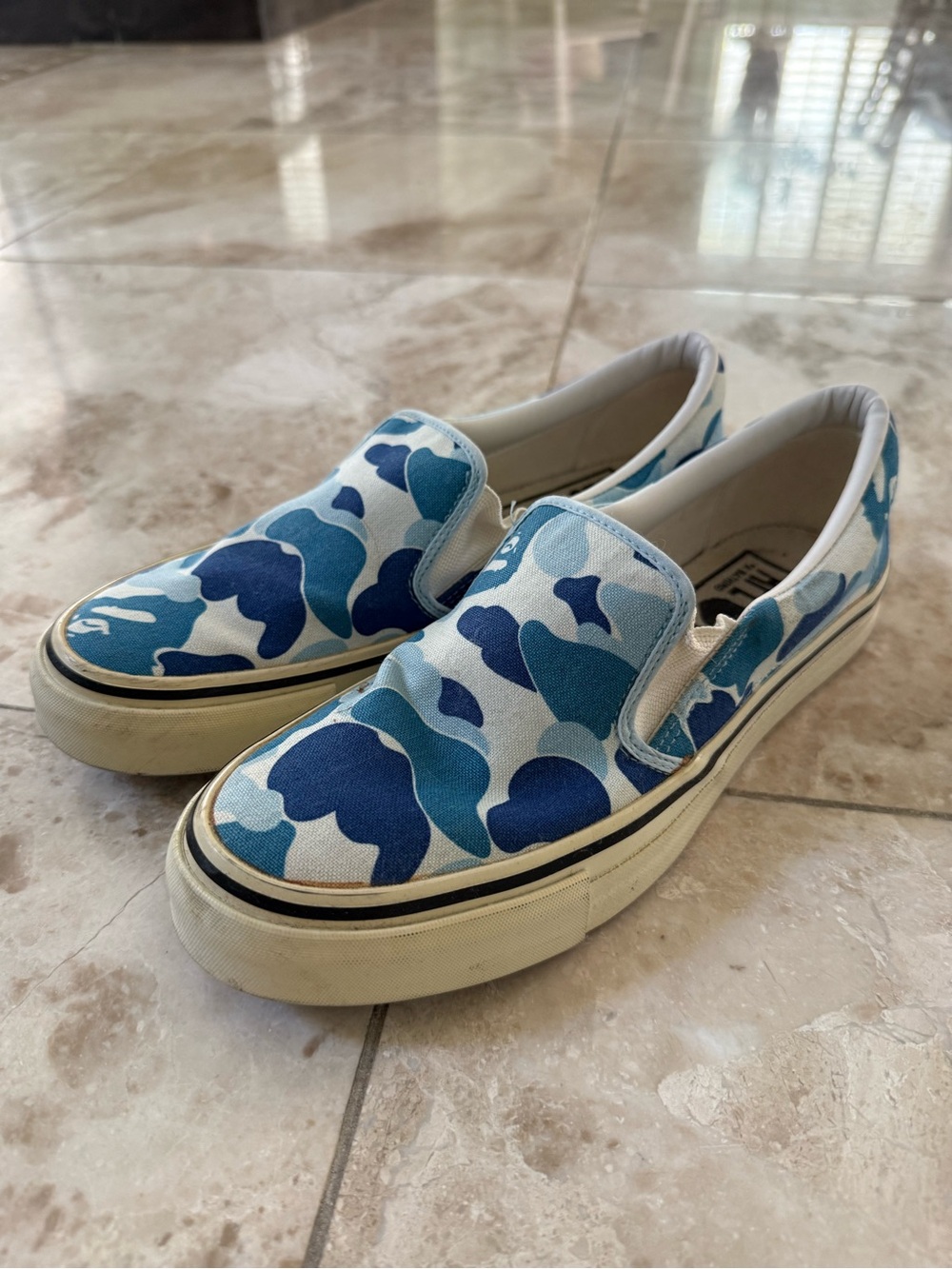 A Bathing Ape Slip-On Sneakers in Blue Camo